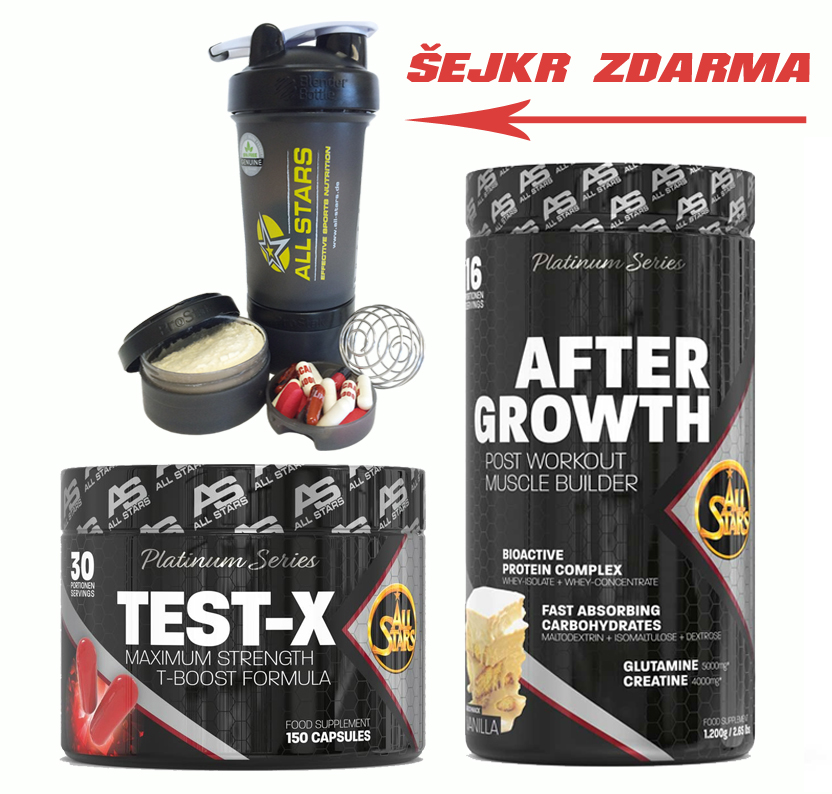 Protein All Stars AFTER GROWTH + TEST X + ZDARMA ŠEJKR S PILL-BOXEM