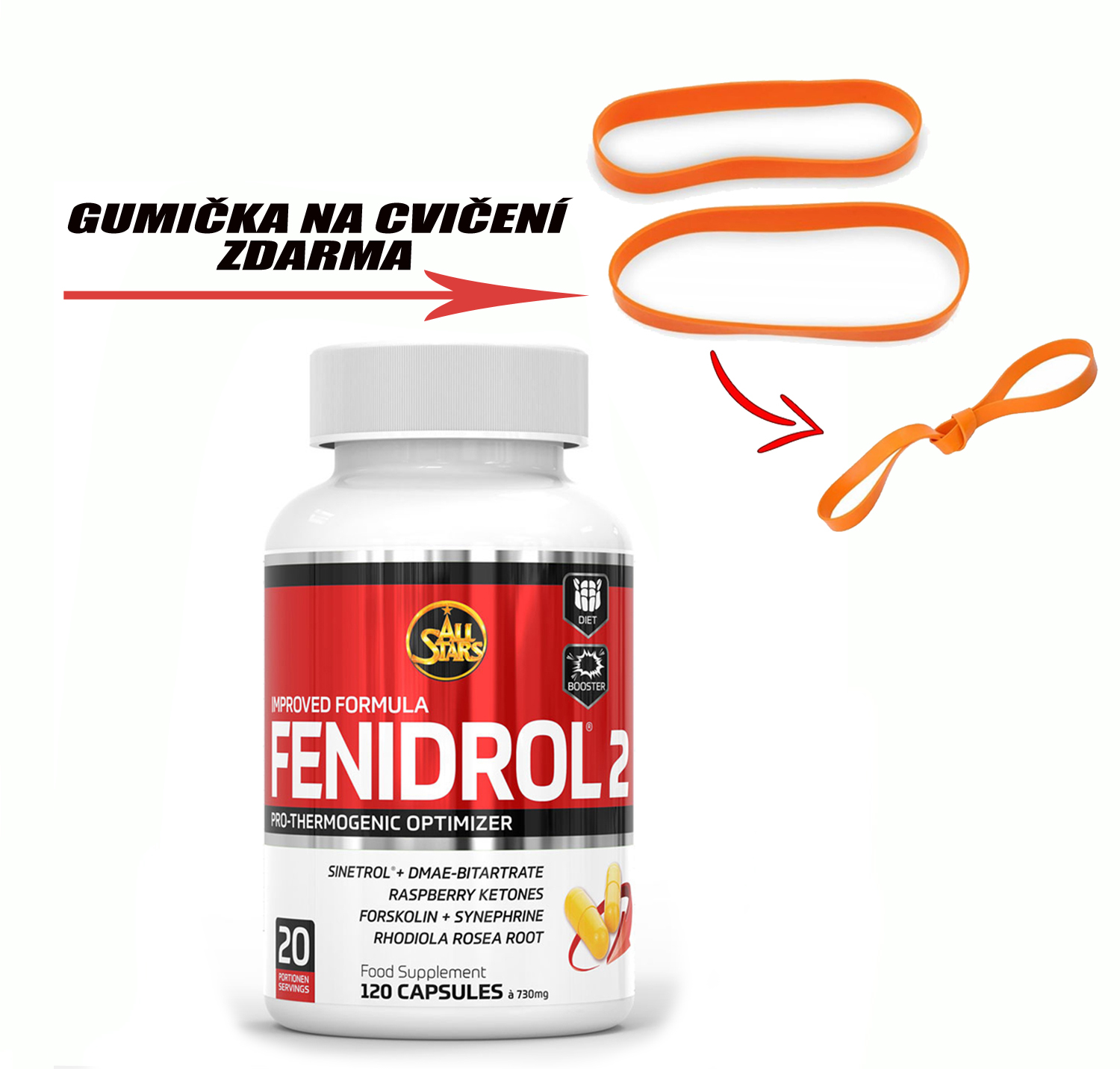 Booster All Stars FENIDROL 2 , 120 cps. + zdarma fitness guma