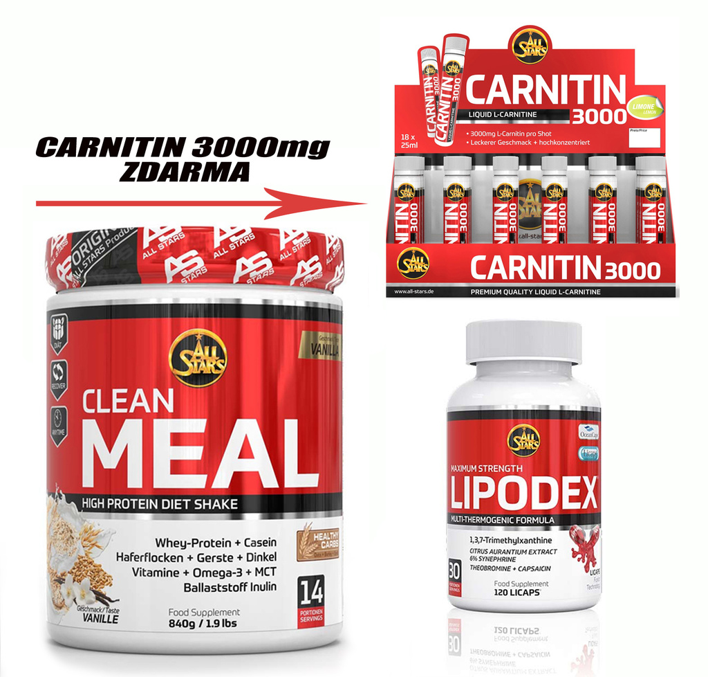 Clean Meal + Lipodex kapsle + carnitin zdarma