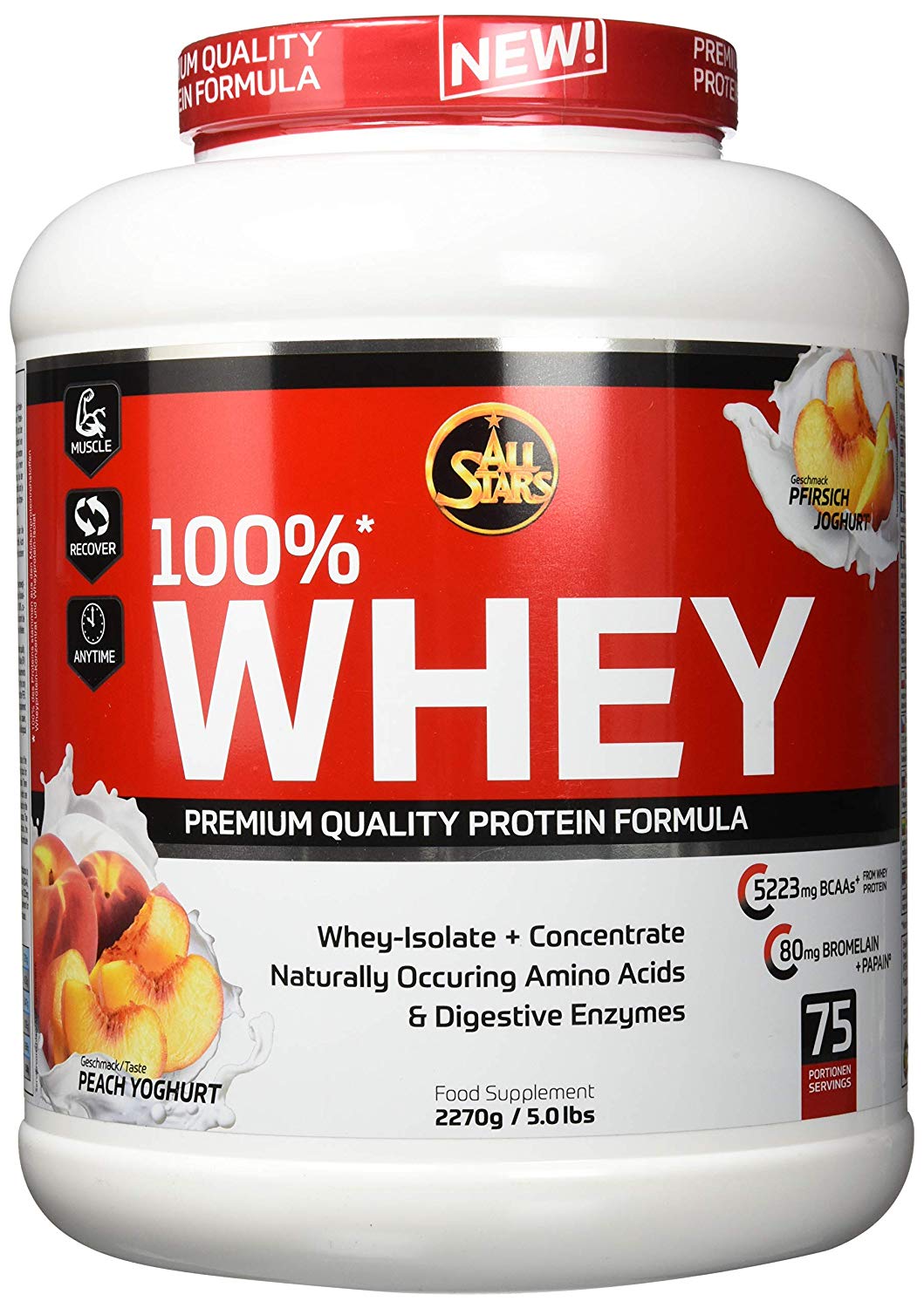 All Stars ALL STARS 100% WHEY PROTEIN 2270g  Broskev-jogurt